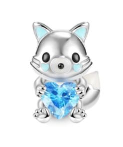 Pendant - ring S925: Cat in blue with blue zircon