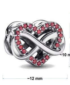 Alternative view of Pendant - Ring, S925: Infinite heart with red crystals