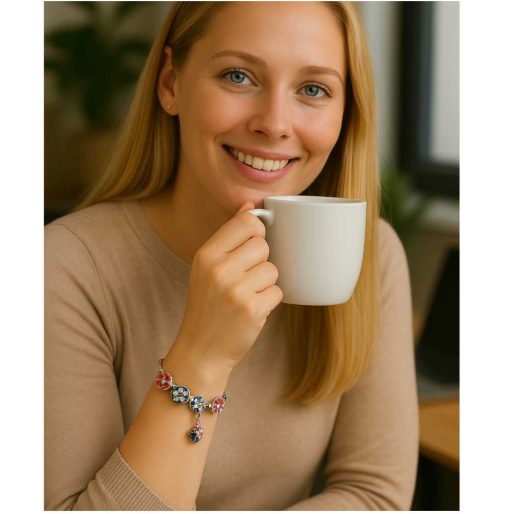 Silver bracelet 4 flowers
