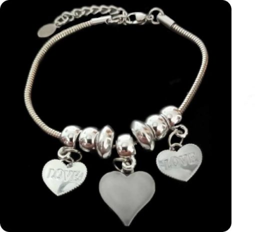 silver bracelet black heart