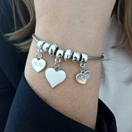 silver bracelet black heart