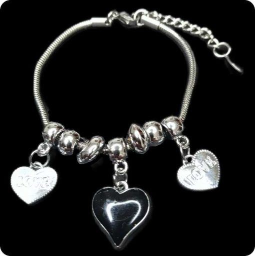 silver bracelet black heart