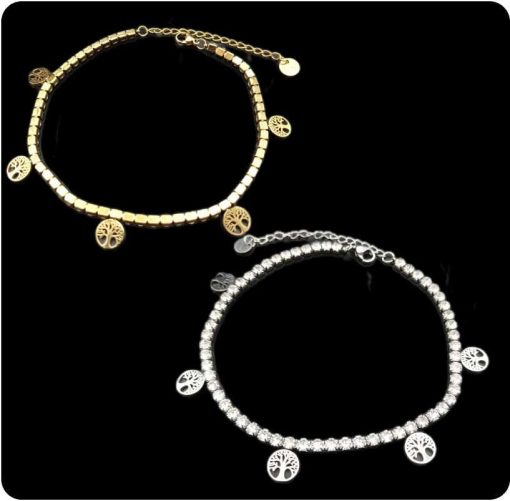 Silver or Gold ankle chain Crystals