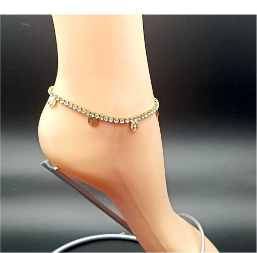 Silver or Gold ankle chain Crystals