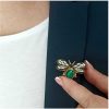 Brooch bee with green stone