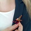 Crystal brooch a bird on a branch