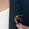 Brooch swallow in green