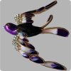 Crystal brooch swallow in dark purple color