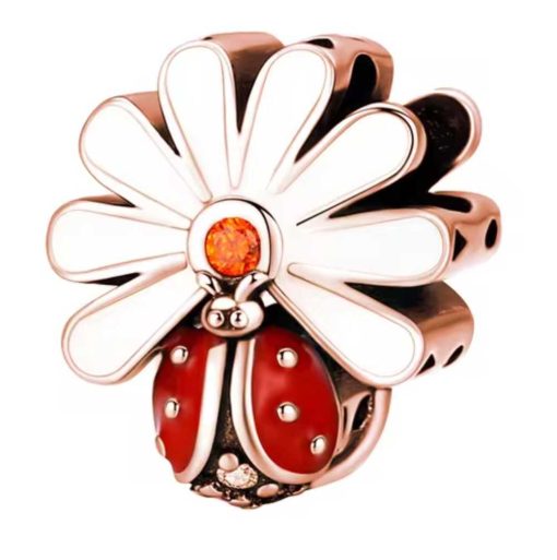 Ladybug and white flower