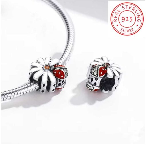 Ladybug and white flower