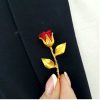 Gold brooch: Red rose