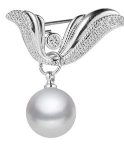 Silver Crystal brooch wings pearl