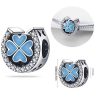 blue clover and horseshoe pendant