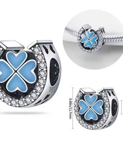 blue clover and horseshoe pendant