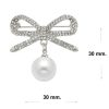 Silver crystal brooch bow pearl