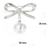 Silver brooch bow pearl