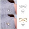 Silver brooch bow pearl