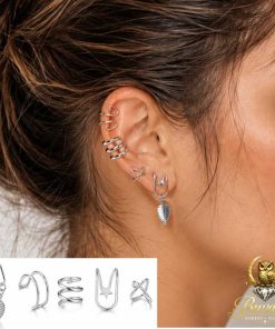 5-Piece Silver No Piercing Ear Cuff Set