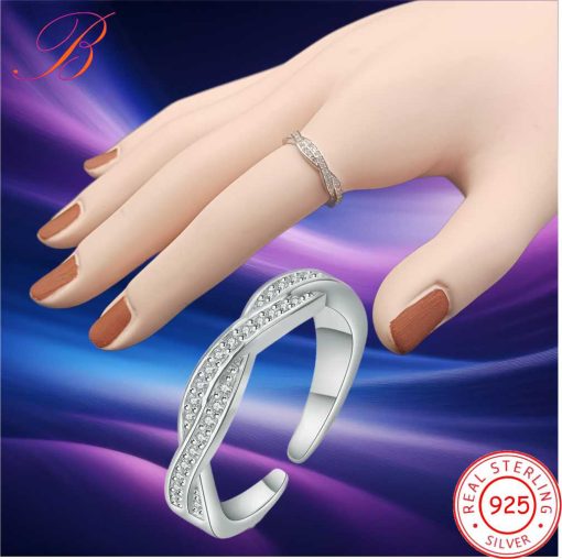 Silver crystal ring.