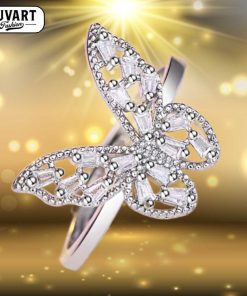 Silver crystal ring