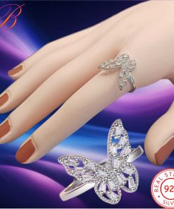 Silver crystal ring