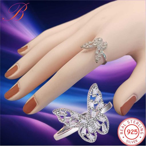 Silver crystal ring