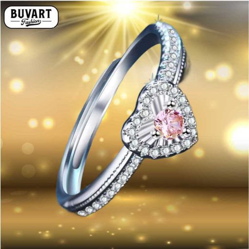 Silver crystal ring pink zircon