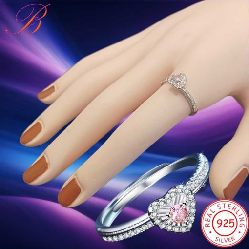Silver crystal ring pink zircon