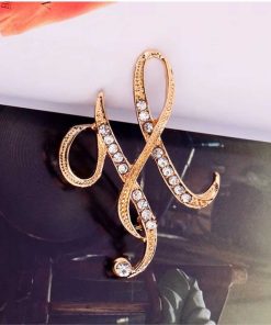 Gold crystal Brooch Alphabet
