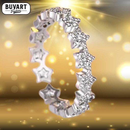 Silver crystal ring 