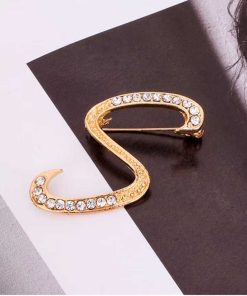 Gold crystal Brooch Alphabet
