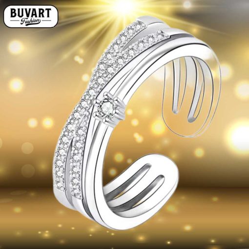 Silver crystal ring, S925 with small zircon