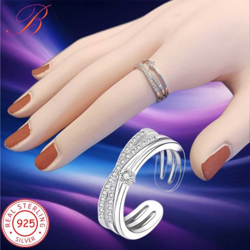 Silver crystal ring, S925 with small zircon