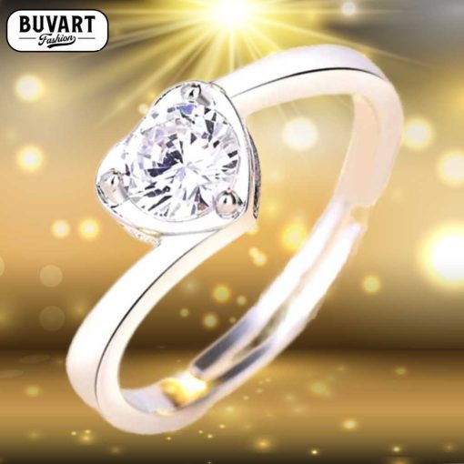 Silver ring with zircon
