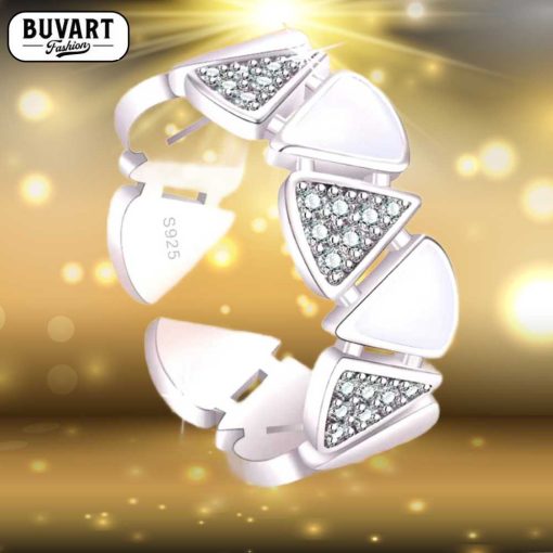 Silver crystal ring