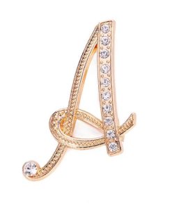 Gold crystal Brooch Alphabet