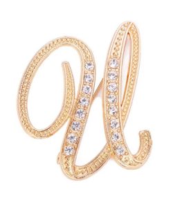 Gold crystal Brooch Alphabet
