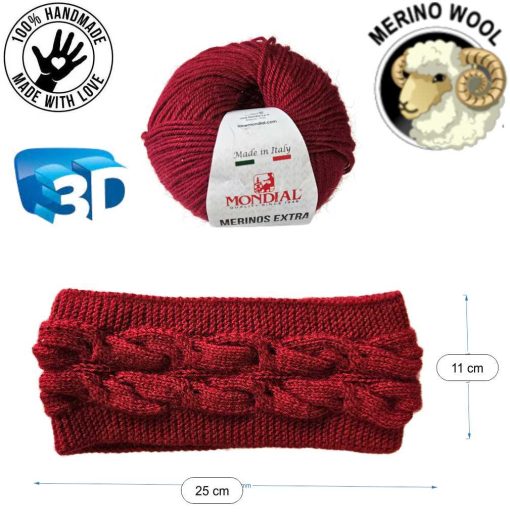 Hand made Merino wool headband