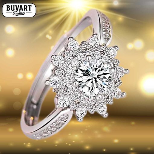 Silver crystal ring bigger zircon