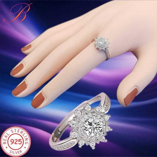 Silver crystal ring bigger zircon