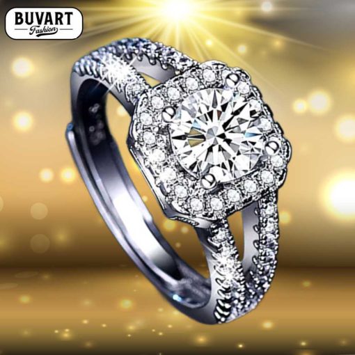 Silver crystal ring bigger zircon