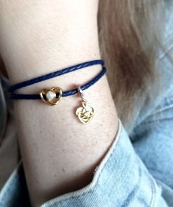 Blue double bracelet, with silver clip - Image 3
