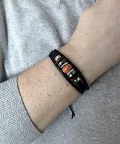 Leather bracelet in three lines with pendants (ZU28) - Image 4
