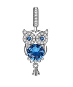 Pendant S925: Smart owl with blue zircon