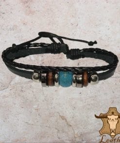 Leather bracelet in three lines with pendants (ZU28) - Image 3