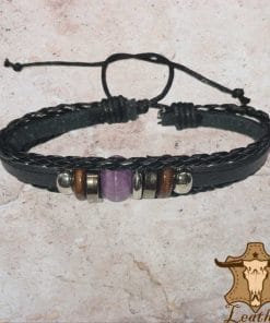 Leather bracelet in three lines with pendants (ZU28) - Image 5