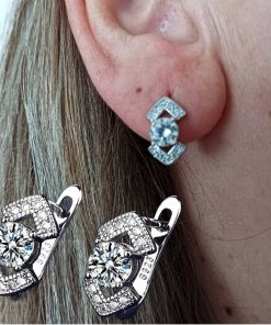 Silver Crystal Earrings with cirkonije