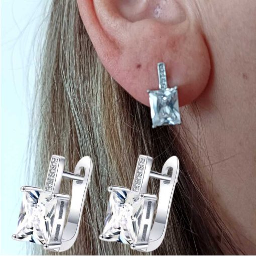 Silver Crystal Earrings with cirkonije