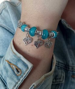 Alternative view of Silver fashion elastic bracelet: 3 hearts (ZK9)