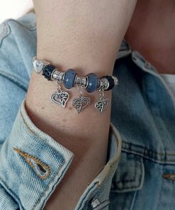 bracelet 3 hearts blue